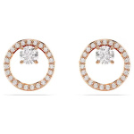 Constella stud earrings Round cut, White, Rose gold-tone plated