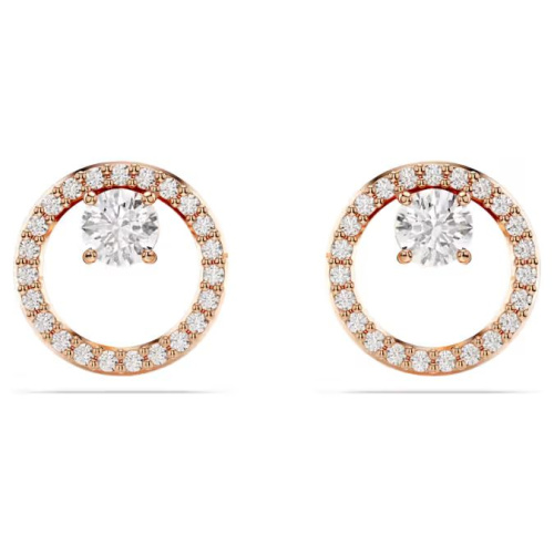 Constella stud earrings Round cut, White, Rose gold-tone plated