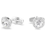 Una Angelic cufflinks Round cut, White, Rhodium plated