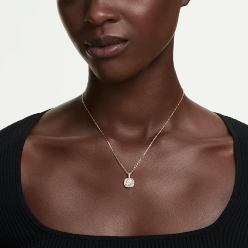 Una Angelic pendant Cushion cut, White, 18K gold finish