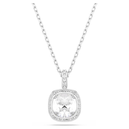 Una Angelic pendant Cushion cut, White, Rhodium plated