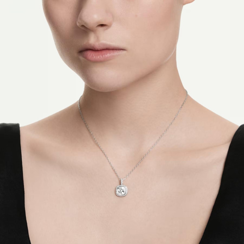 Una Angelic pendant Cushion cut, White, Rhodium plated