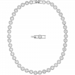 Una Angelic Tennis necklace Round cut, White, Rhodium plated