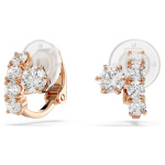 Matrix clip earrings Round cut, White, 18K rose gold plated