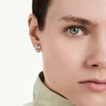Matrix clip earrings Round cut, White, 18K rose gold plated