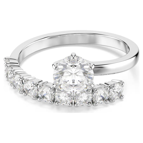 Matrix open ring Round cut, White, Rhodium plated