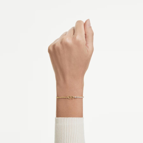 Matrix bracelet Round cut, White, 18K gold plated