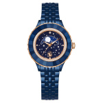Octea moon watch Swiss Made, Metal bracelet, Blue, Blue finish