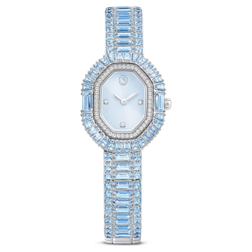 Matrix octagon watch Baguette cut, Metal bracelet, Blue, Stainless steel