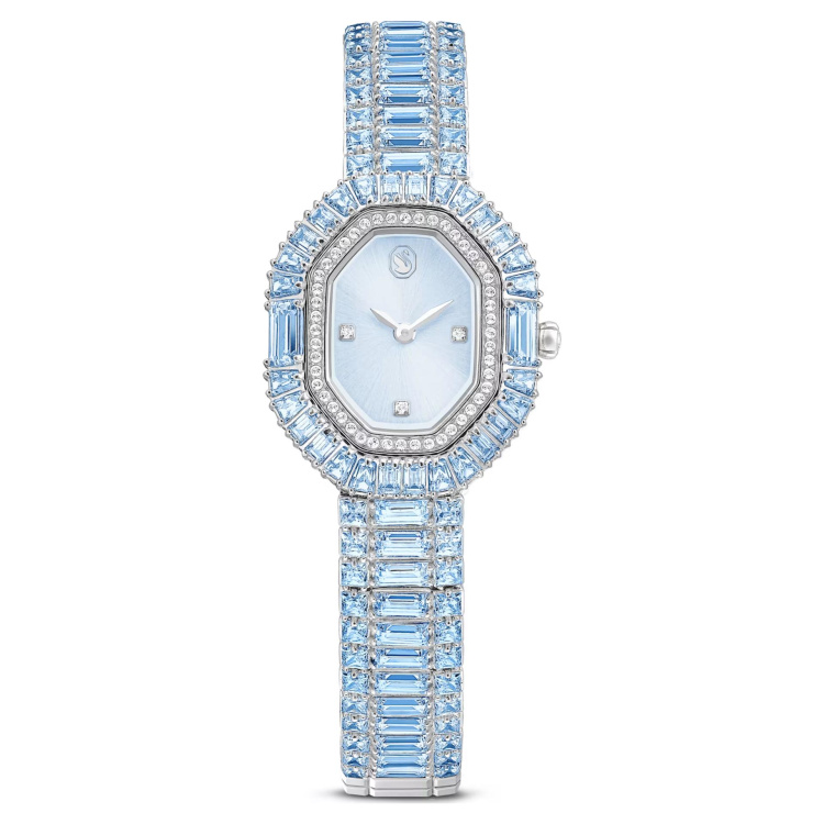 Matrix octagon watch Baguette cut, Metal bracelet, Blue, Stainless steel