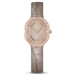Matrix octagon watch Leather strap, Beige, Rose gold-tone finish