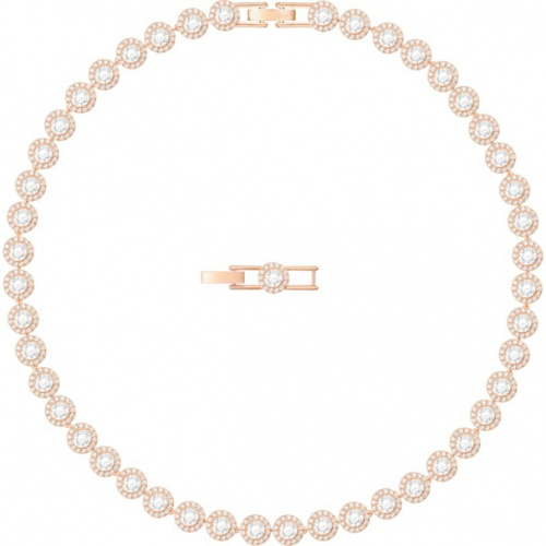 Una Angelic Tennis necklace Round cut, White, Rose gold-tone plated
