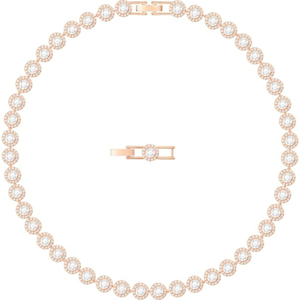 Una Angelic Tennis necklace Round cut, White, Rose gold-tone plated