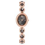 Imber oval watch Swiss Made, Metal bracelet, Black, Rose gold-tone finish