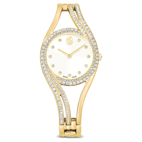 Hyperbola bangle watch Swiss Made, Metal bracelet, Gold tone, Gold-tone finish