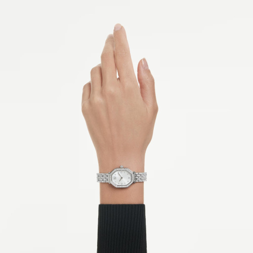 Dextera octagon watch Swiss Made, Metal bracelet, Silver tone, Stainless steel