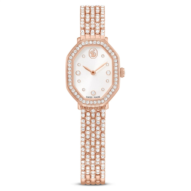 Dextera octagon watch Swiss Made, Metal bracelet, Rose gold tone, Rose gold-tone finish