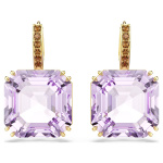 Millenia drop earrings Square cut, Purple, 18K gold finish