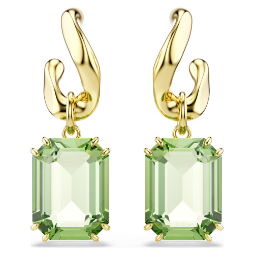 Millenia drop earrings Octagon cut, Green, 18K gold finish