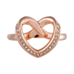 Swarovski Cupidon Rose Gold Plated Clear Crystal Pavé Heart Womens Ring