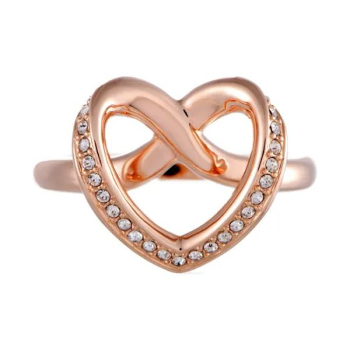 Swarovski Cupidon Rose Gold Plated Clear Crystal Pavé Heart Womens Ring