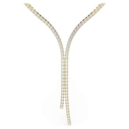 Matrix Y necklace Round cut, White, 18K gold finish