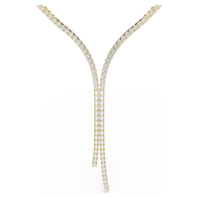 Matrix Y necklace Round cut, White, 18K gold finish