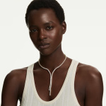Matrix Y necklace Round cut, White, 18K gold finish