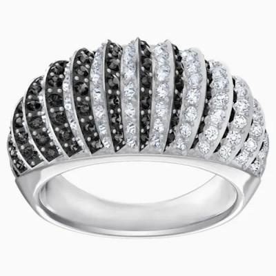SWAROVSKI LUXURY:RING DOMED JET/CRY/RHS 50 prsten
