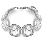 Una Angelic choker Cushion cut, White, Ruthenium plated