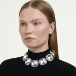 Una Angelic choker Cushion cut, White, Ruthenium plated