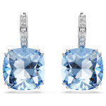 Millenia drop earrings Cushion cut, Blue, Rhodium plated
