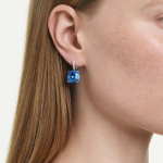 Millenia drop earrings Cushion cut, Blue, Rhodium plated