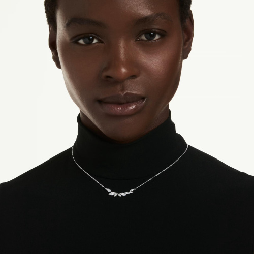 Mesmera necklace Marquise cut, White, Rhodium plated