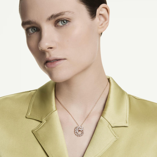 Mesmera pendant Marquise cut, White, 18K rose gold finish