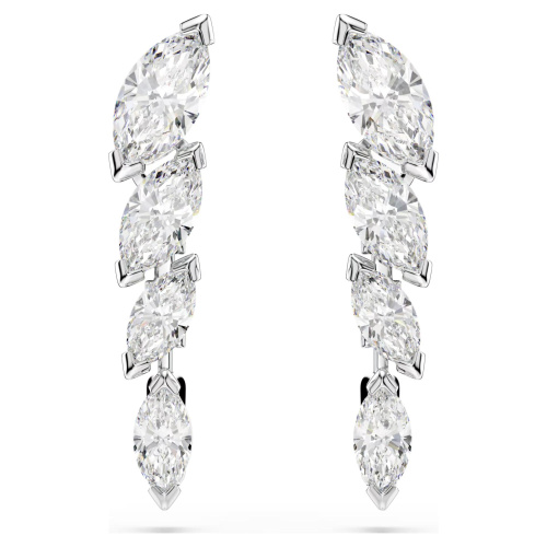 Mesmera earrings Marquise cut, White, Rhodium plated