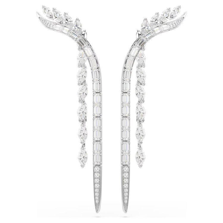 Mesmera earrings Mixed cuts, White, Rhodium plated