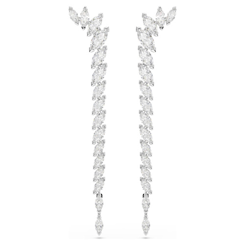 Mesmera earrings Marquise cut, White, Rhodium plated