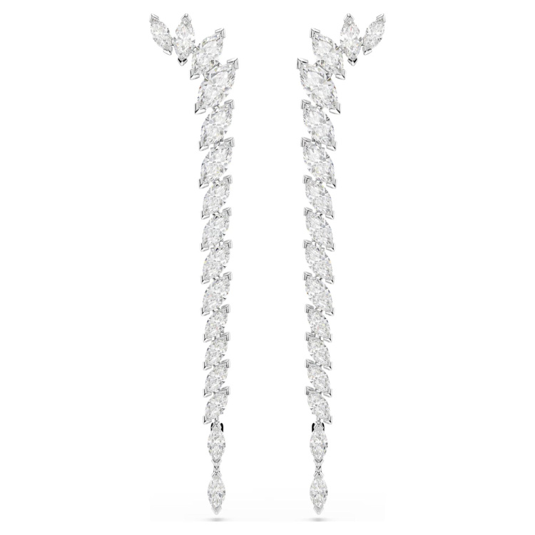 Mesmera earrings Marquise cut, White, Rhodium plated
