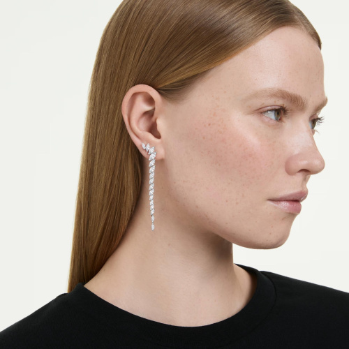 Mesmera earrings Marquise cut, White, Rhodium plated