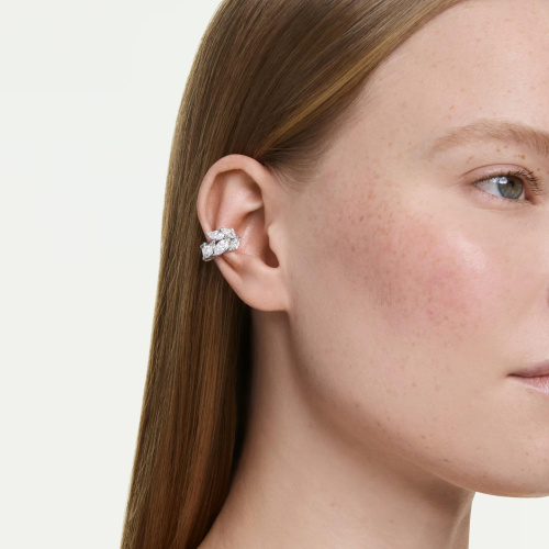 Mesmera ear cuffs Marquise cut, White, Rhodium plated