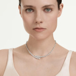 Mesmera necklace Marquise cut, White, Rhodium plated