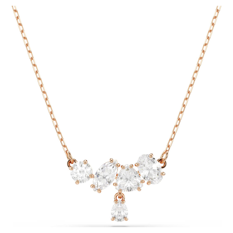 Mesmera necklace Mixed cuts, White, 18K rose gold finish