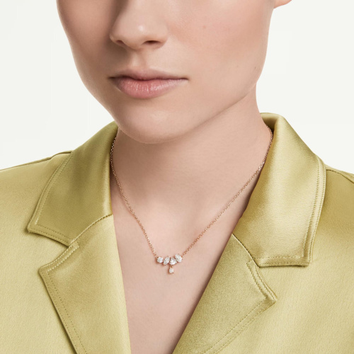 Mesmera necklace Mixed cuts, White, 18K rose gold finish