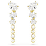 Mesmera drop earrings Mixed cuts, White, 18K gold finish