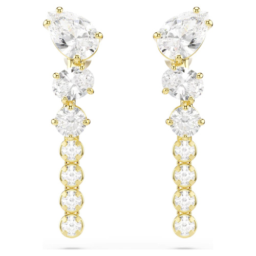 Mesmera drop earrings Mixed cuts, White, 18K gold finish
