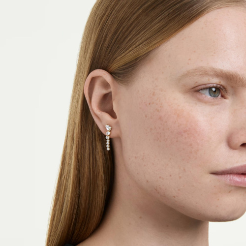 Mesmera drop earrings Mixed cuts, White, 18K gold finish