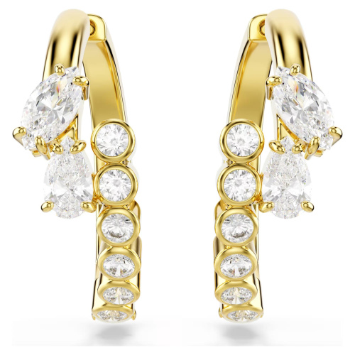 Mesmera hoop earrings Mixed cuts, White, 18K gold finish
