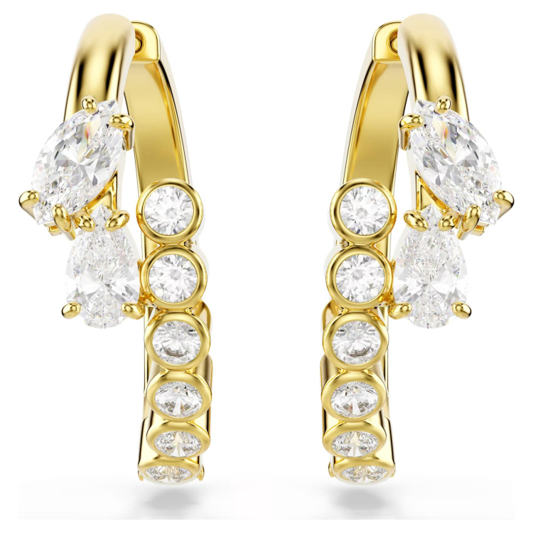 Mesmera hoop earrings Mixed cuts, White, 18K gold finish