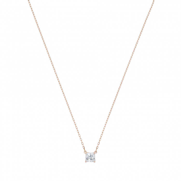 Attract Necklace, White, Rose-gold tone plated